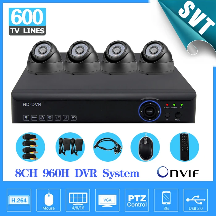 

8channel CCTV Security Camera System 8CH DVR 960h recording 4ch indoor dome Camera Kit Color Video Surveillance DVR System