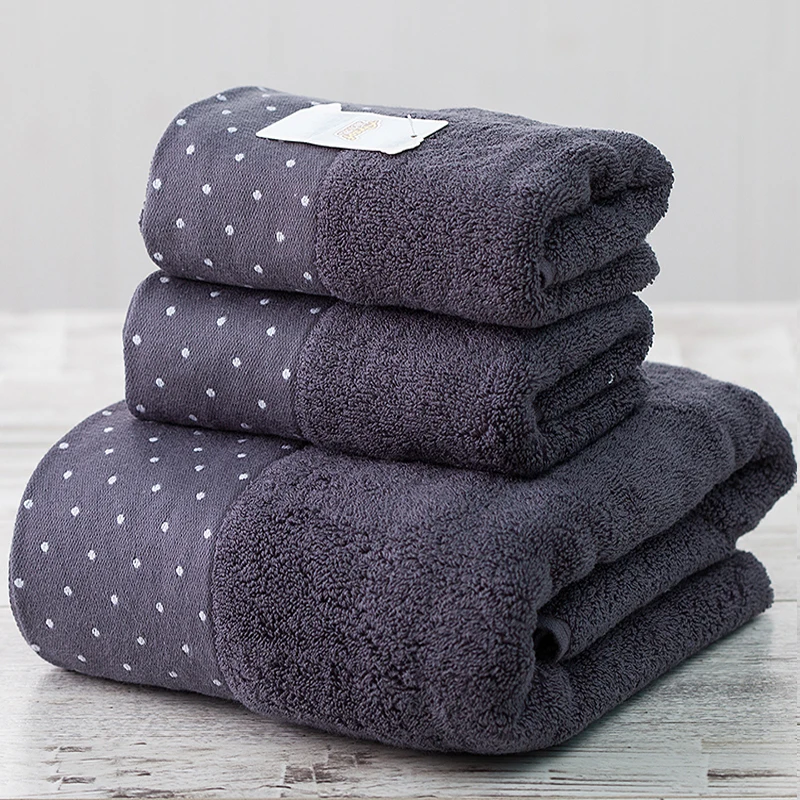 2pcs / Set 100 Cotton Absorbent Towel Set Men Dot 1pcs 70x140cm Beach