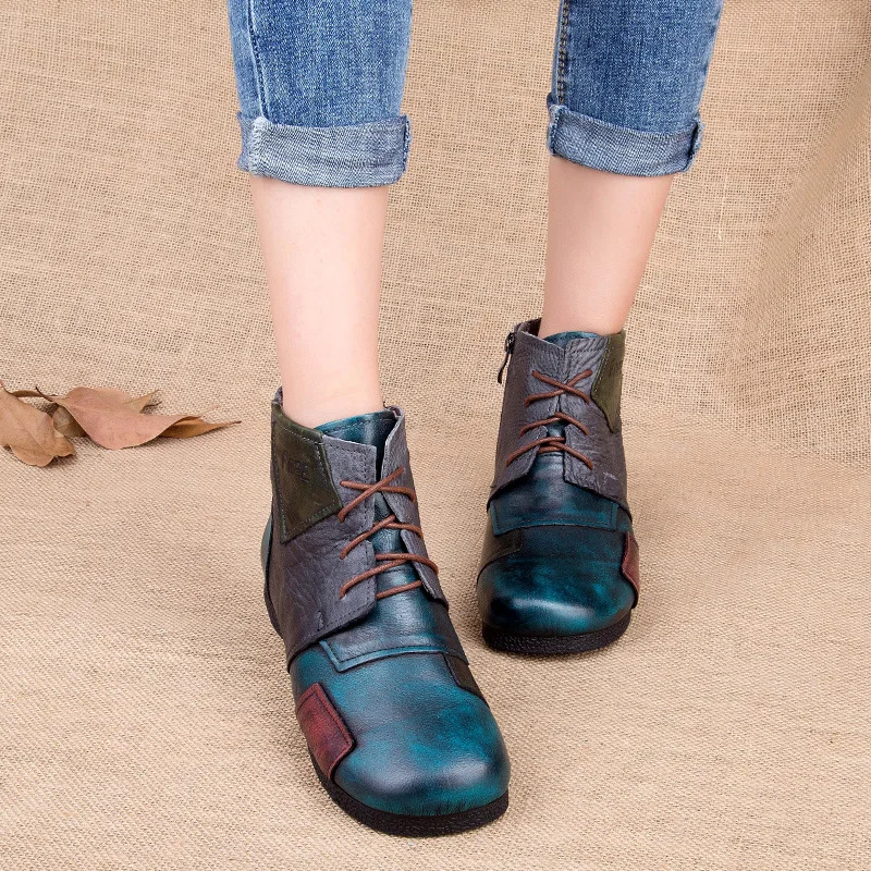 Goedkoop 2018 Nieuwe vrouwen Kraampjes Snowboots Vrouwelijke Lederen Casual Winter Handgemaakte Originele Retro Moeder laarzen HDX 7605