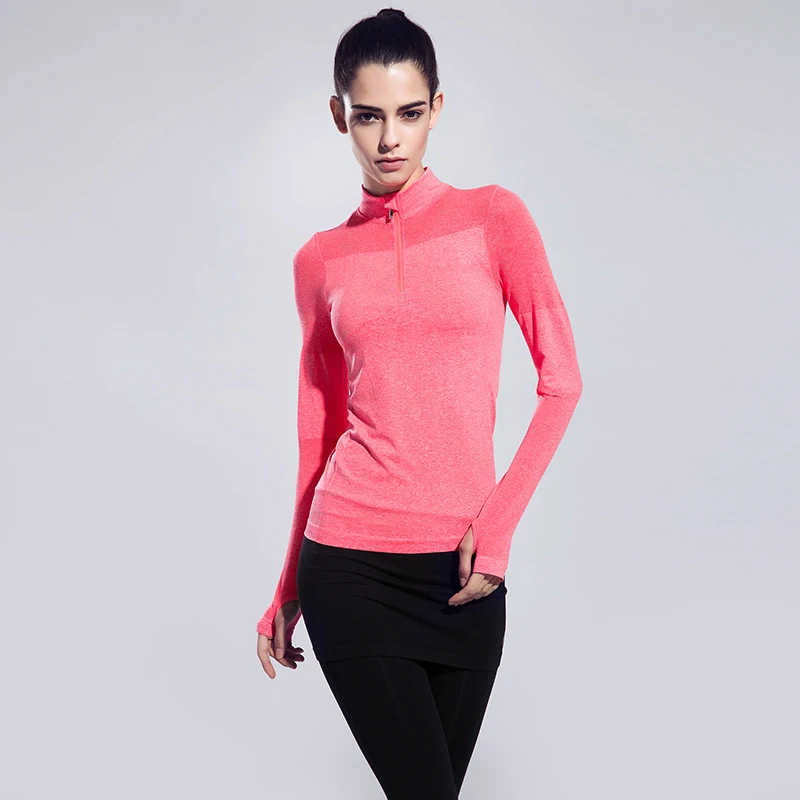 Lumier Yoga Top Breathable Sport Shirt Women Long Sleeves Thumb Design Fitness Short Zipper Gym Soft Running Jogging Clothing (14)