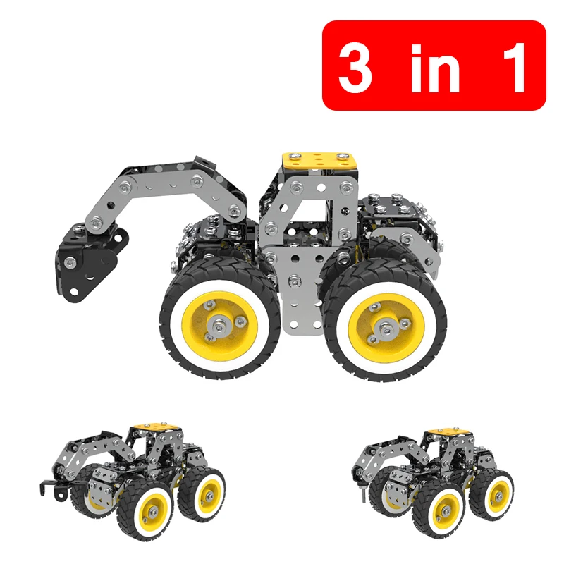 

INKPOT 3 in 1 279pcs Stainless Steel Small Enginering Car Model Building Blocks Bricks Construction Learning Set Toys For Kids