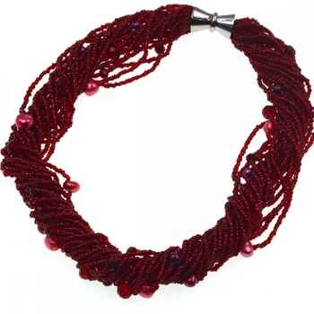 

Noble Female Jewelry Red Pearl crystal red Czech glass Seed Beads Necklace New Fashion Jewelry Dress Accessories