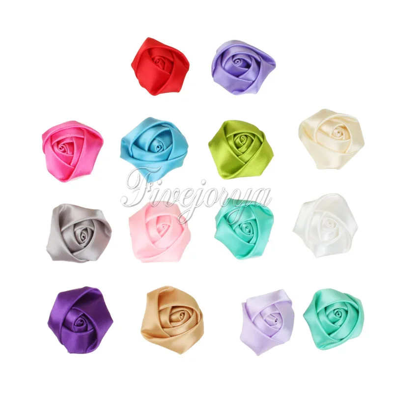 

10Pcs/lot 4cm Mini Satin Roses Flowers Heads Rosette Flowers For Baby Headbands Hair Accessories