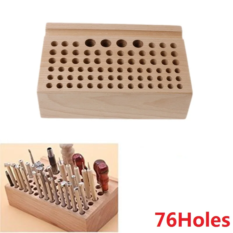 

1Pcs 76-24Holes Craftool Wood Tool Stamp Stand Beech Rack Leather Holder DIY Craft Supplies 100% Brand New Quality Leathercraft