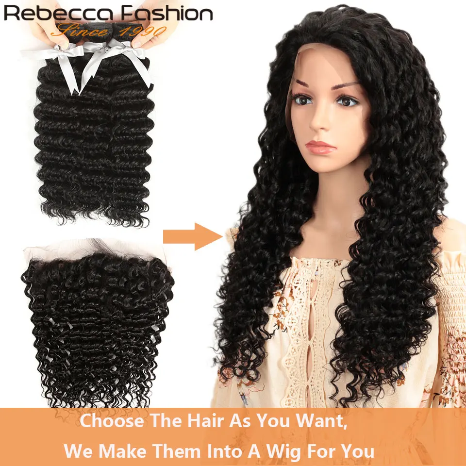 

Rebecca High Density Wig Lace Frontal Human Hair Wig Customized 8 To 28 Inch Deep Wave Wig Human Hair By Remy Brazilian Hair