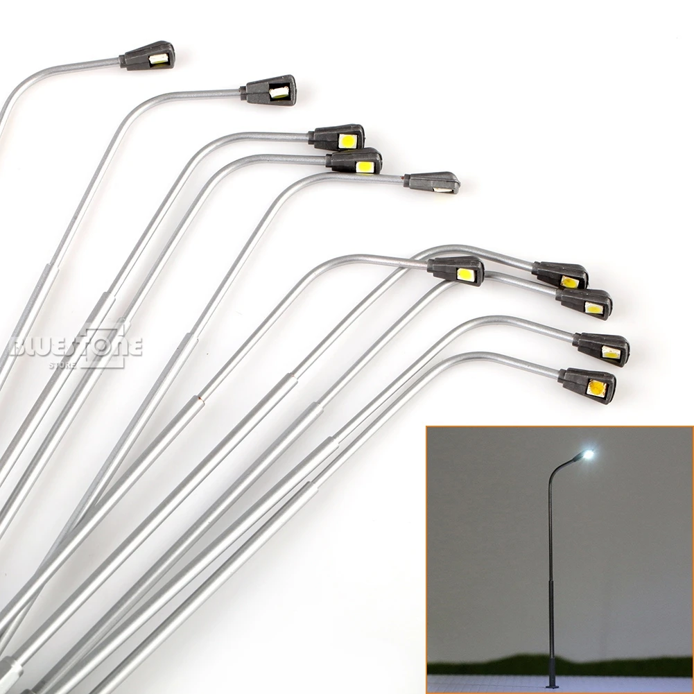 10pcs Model Railway Train Lamp Post Street Lights 175 OO Scale LEDsin