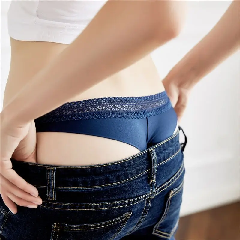 

Sexy lace thongs Women Panties T-back Intimate Lingerie Tempting Pretty Soft Cotton G-String Low Waist Transparent thong