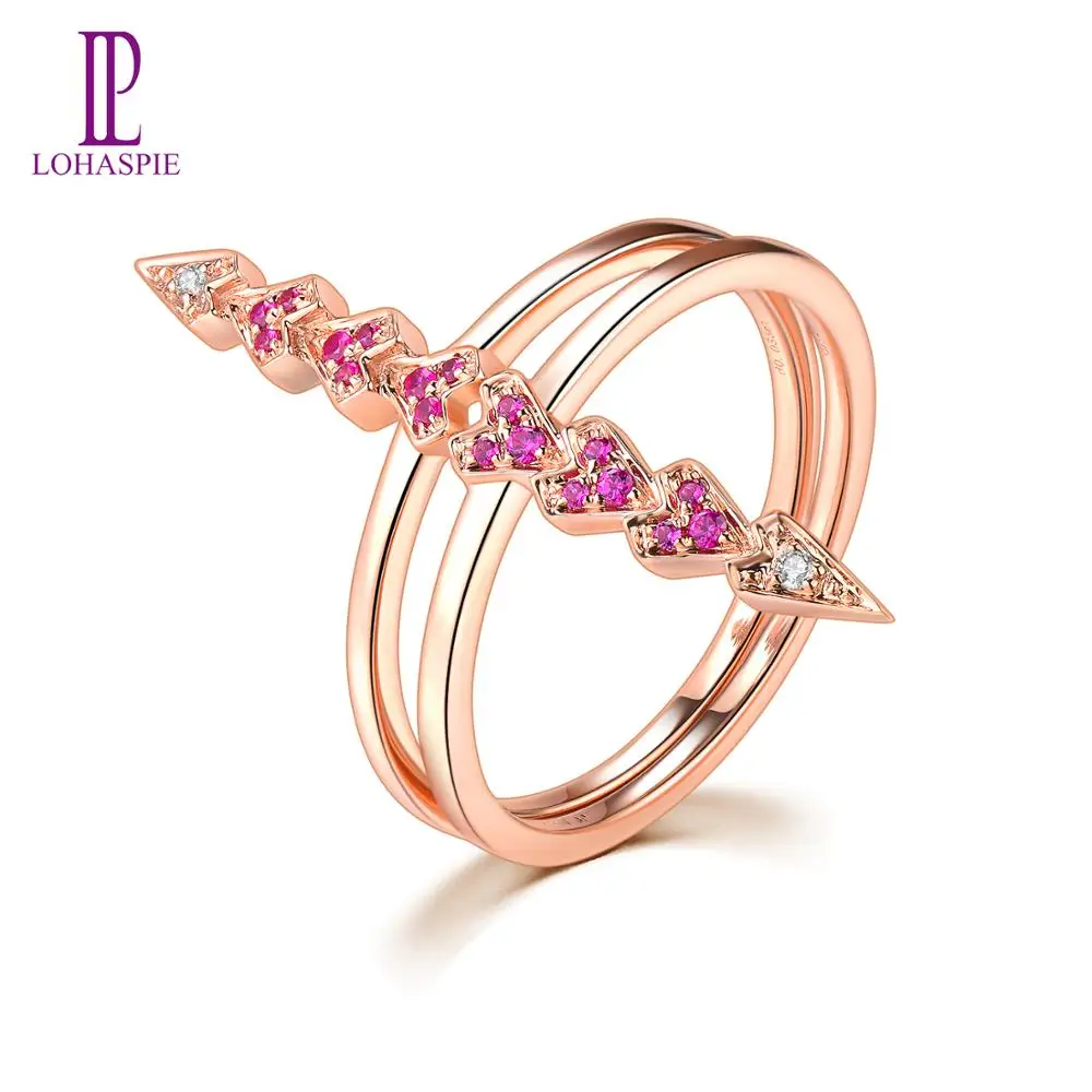 

LP Natural Ruby Jewelry Solid 18k Rose Gold Wedding Band Rings Fashion Style Jewelry For Womens Gift Original design