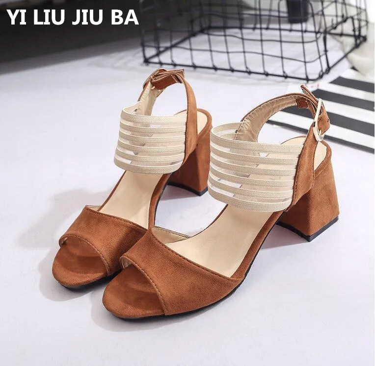 

Summer women shoes Sandals women Fish Mouth Sandal shoes women high heels shoes women Square Heel pumps dress Sandals mujer *072