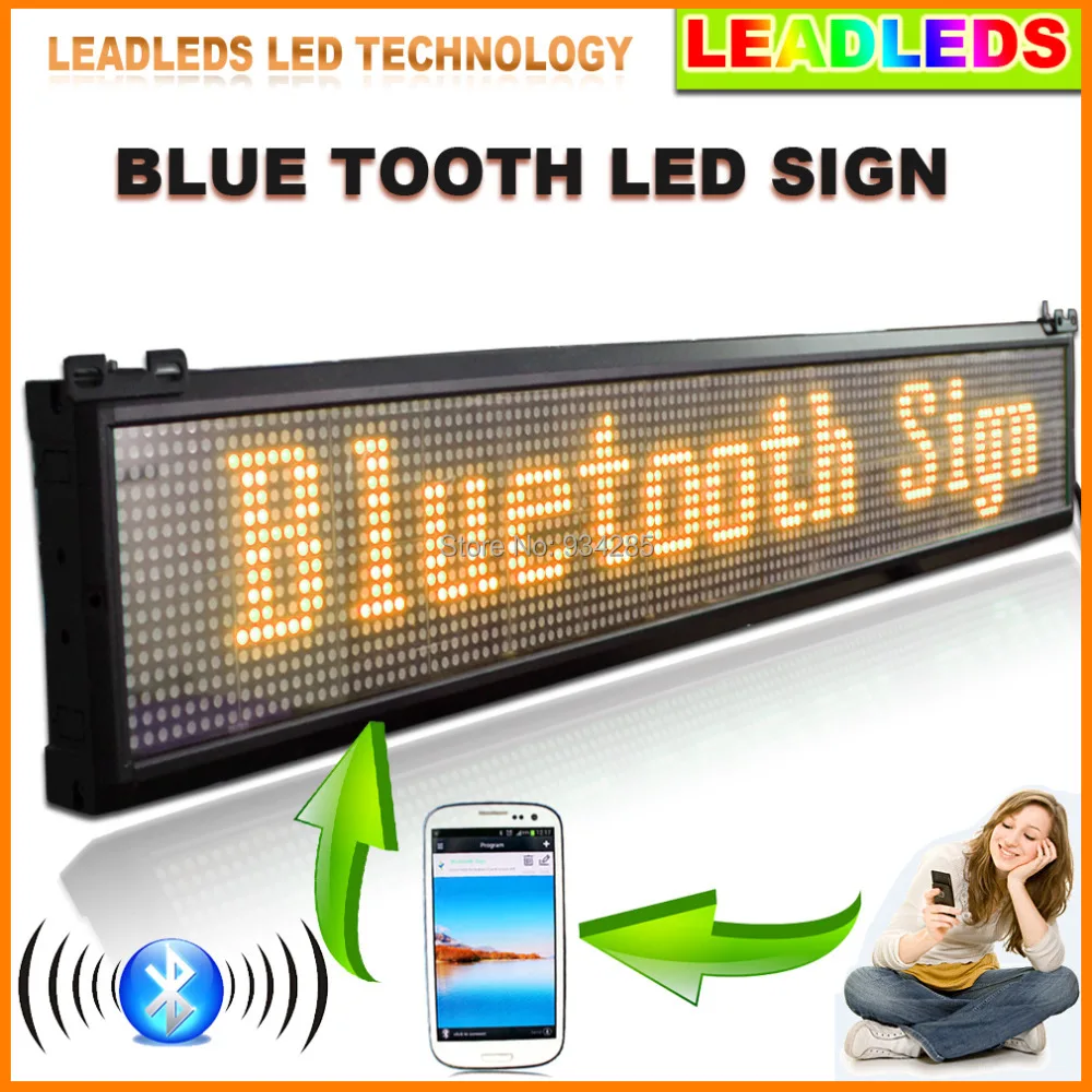 

Leadleds 40"x 6.3" Mobile APP Bluetooth Programmable LED Scrolling Message Sign Board Yellow Color