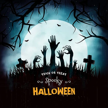 

Scary Ghost Graveyard Zombie Halloween photo studio background Vinyl cloth High quality Computer printed party backdrop