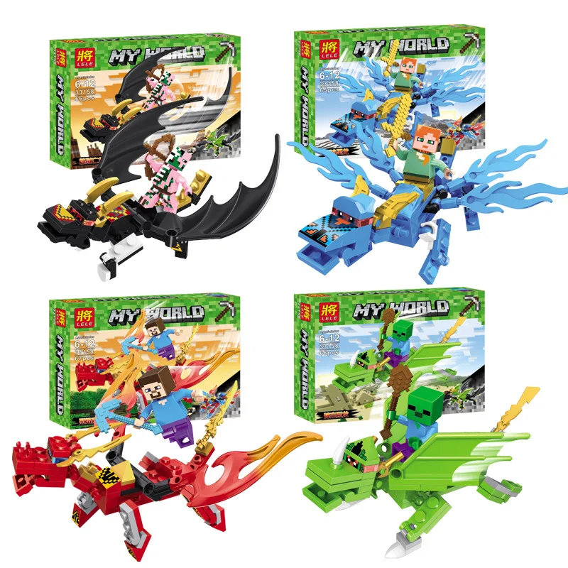 

4Pcs Building Blocks Set My World dragon knight Compatible With Legoe Toys Enlighten For Children Boy girl gift