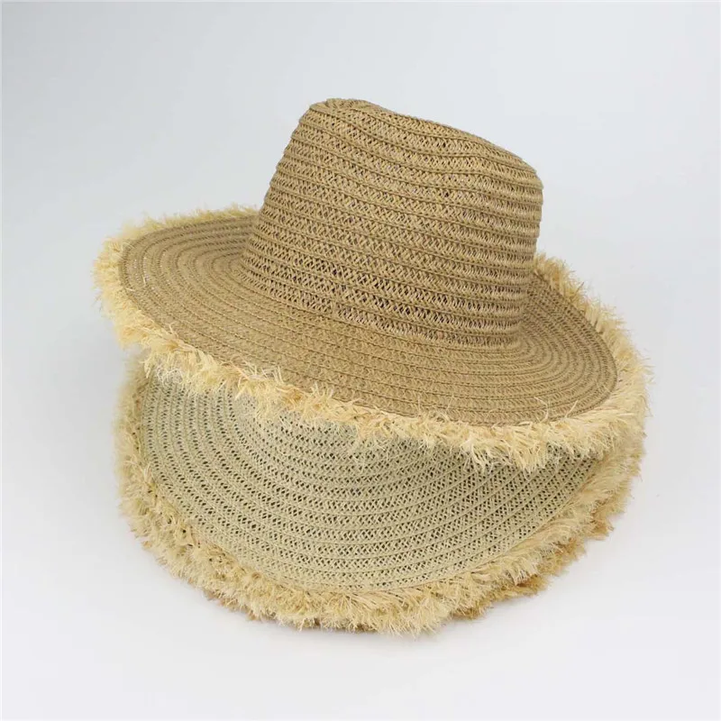 

Women'S Summer Beach Hat Lady Wide Large Brim Floppy Sun Straw Hat Cap Straw Natural Brown Khaki Color
