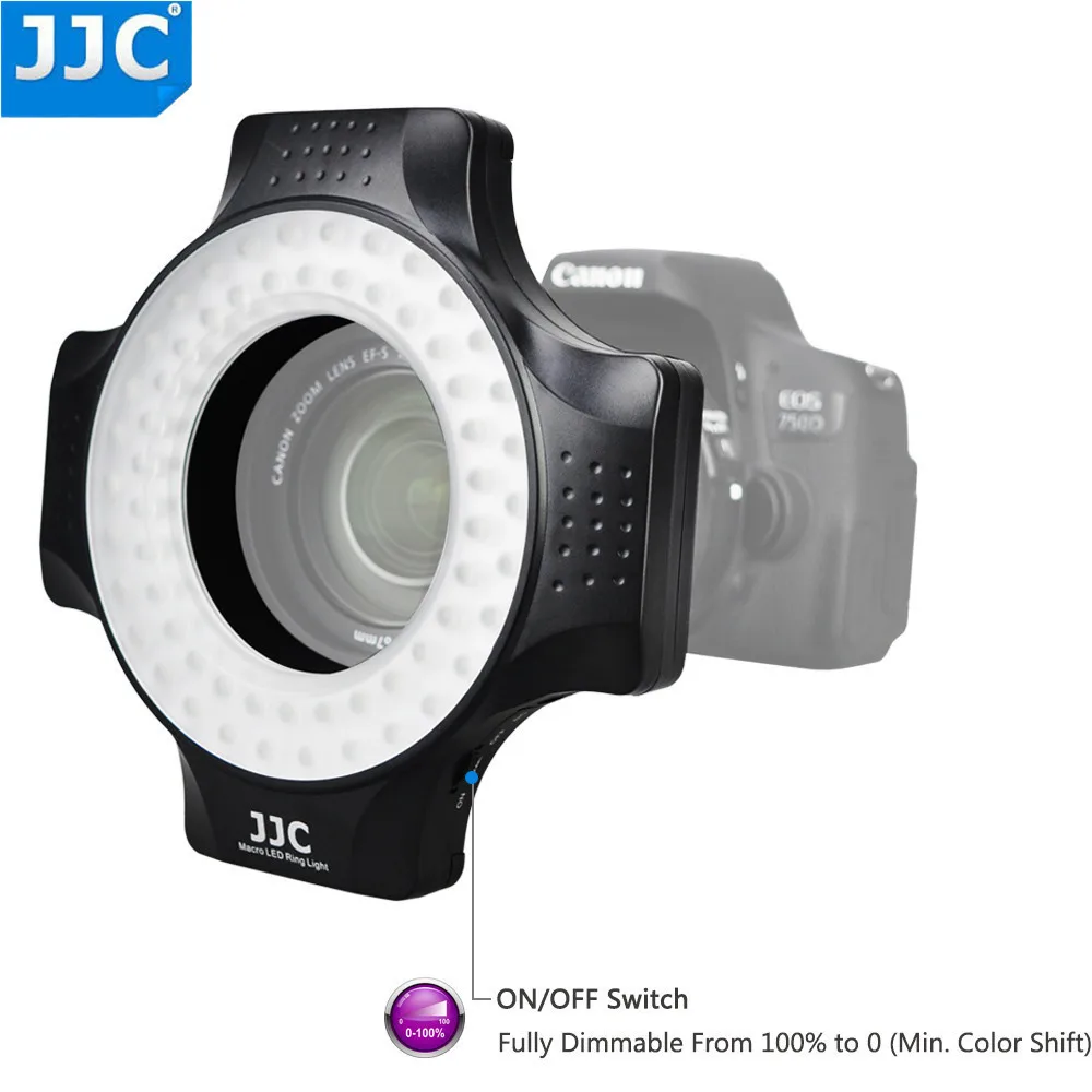 Светодиодная Кольцевая вспышка JJC для макросъемки Sony Canon Nikon Olympus Pentax SLR/DSLR камеры 49