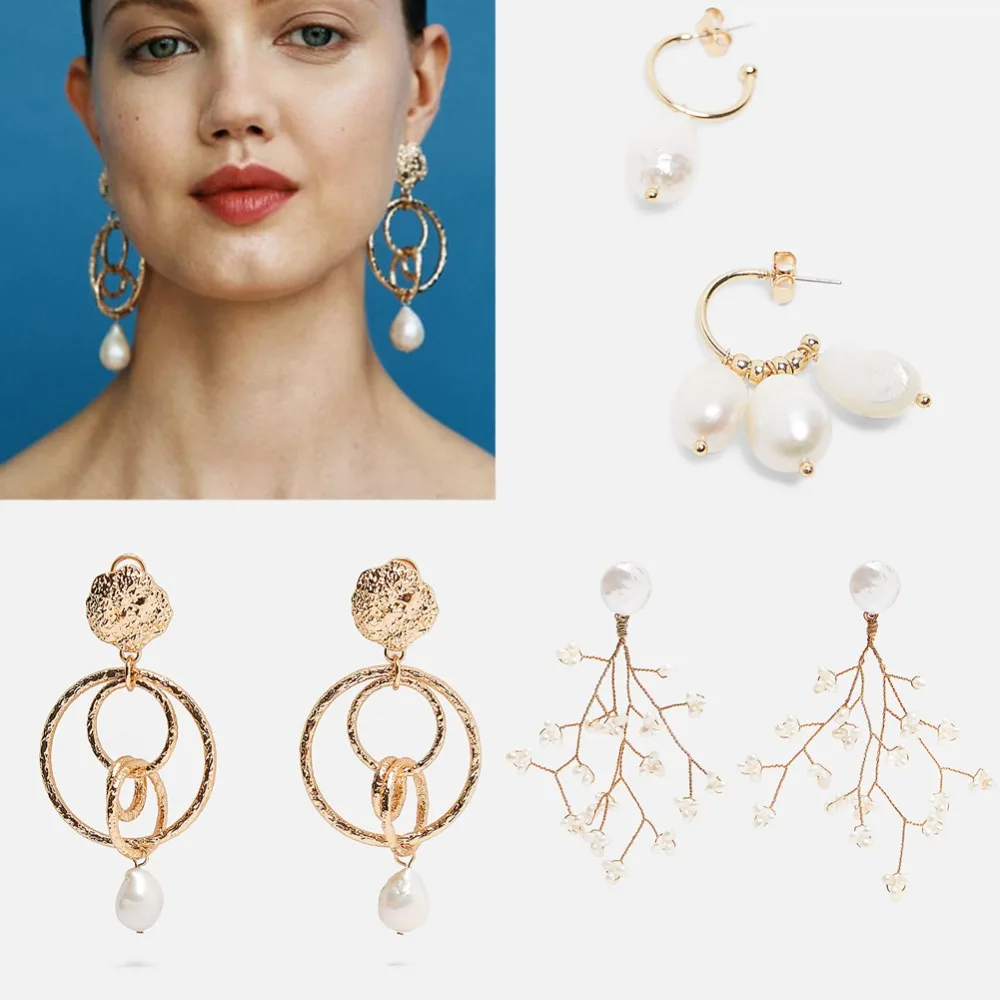 

Vedawas Boho ZA Pearls Shells Earrings 2019 Summer Beach Statement Handmade Drop Dangle Earrings for Women Party Gifts xg2955
