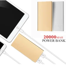 FOOBI Ultra-thin Mobile Power Bank 20000 mAh metal shell led light USB External Backup Battery Portable universal Phone charger