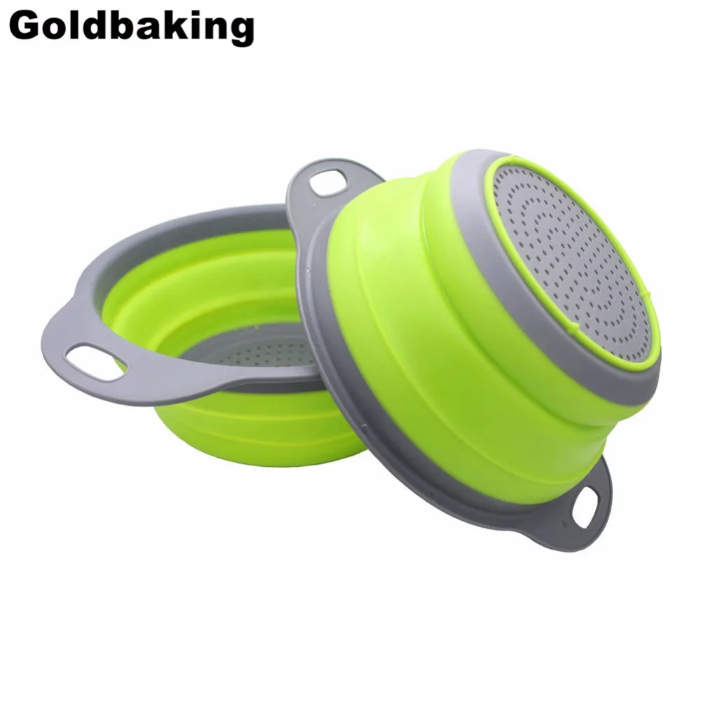 

2 Pieces Collapsible Silicone Colander Folding Kitchen Silicone Strainer Including One 8 Inch and One 9.5 Inch