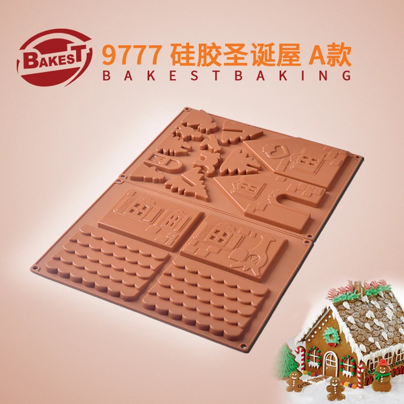 BAKEST Silikonová forma Čokoláda Pečení forma Vánoční zdobení nástroje dárkové dům forma