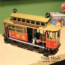 Античный Стиль, оловянная игрушка, заводные игрушки, роботы, железные металлические модели для детей/взрослых, украшение дома, ремесло, V14106, Losangeles, трамвай GLD3