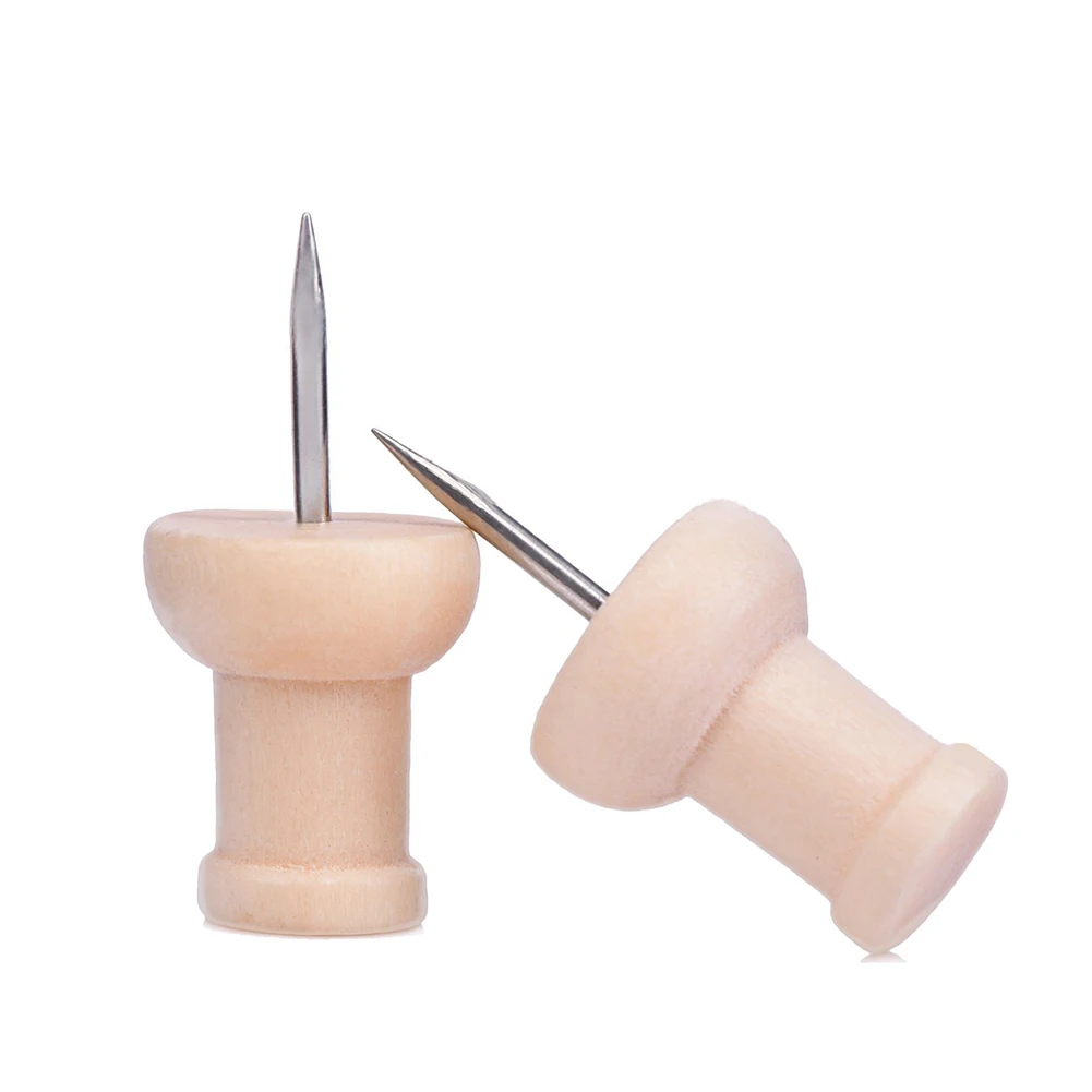 

1 Box Wooden Pushpin Creative Decoration Drawing Push Pin Thumb Tack Cork Board Brooch Thumb School Office Supplies