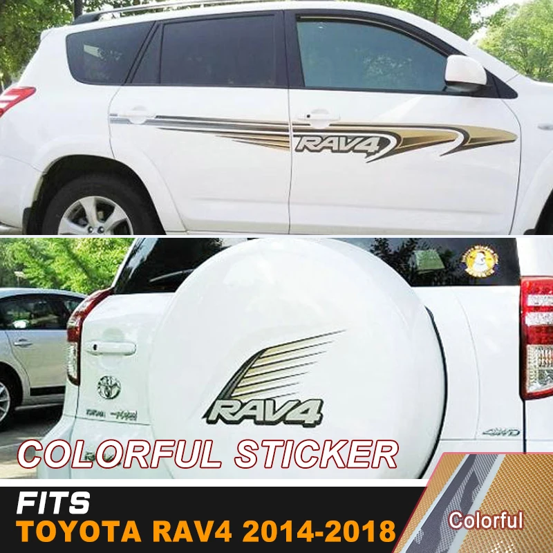 

colorful printed car sticker racing car body sticker cool car waist skirt vinyl graphic for TOYOTA RAV4 2014-2018