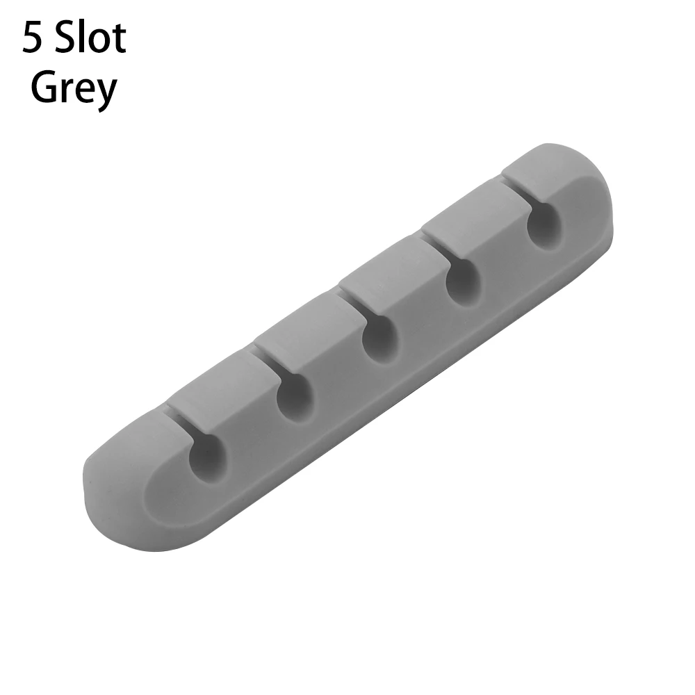 5 Slot grey Мульти Цвет 3/5/7 слот устройство для сматывания шнура питания Кабель наушников Организатор провода хранения кремния Зарядное устройство зажимы держателя силиконовый фиксатор строки шнур - Цвет: 5 Slot grey