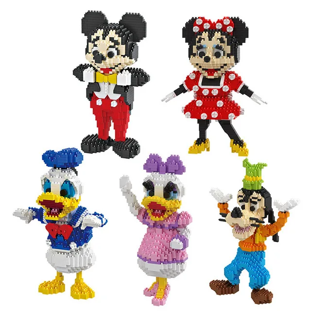 

HC Magic Blocks Minnie DIY Building Bricks Cute Cartoon Auction Figures Mickey Model Kids Toys Anime Juguetes Girls Gifts 9050