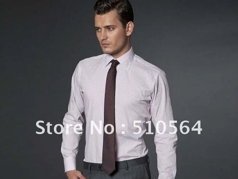 

Custom made men Cotton shirt Business casual men slim light purple shirt