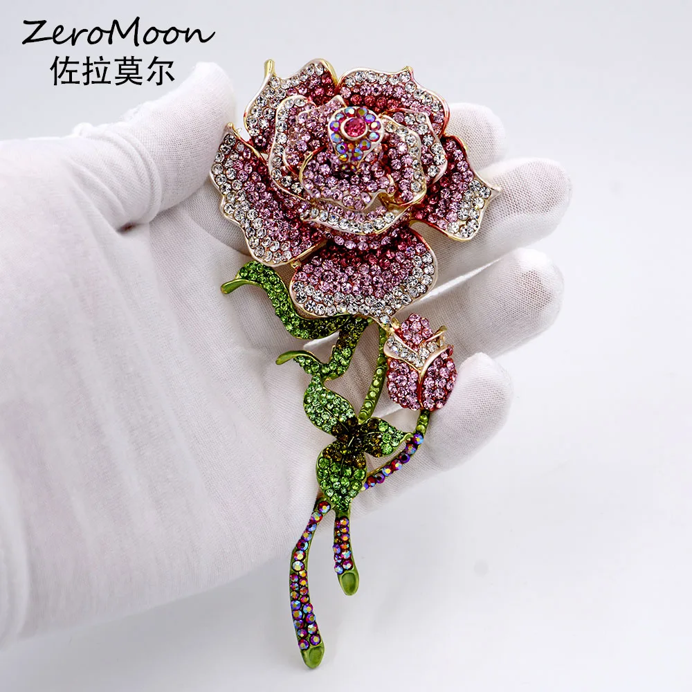 New Crystal Huge Big Size Rose Brooch Flower Pins Rhinestone Pin Plant  Brooches Clothes Brooch For Women Fashion Jewelry Broche - Brooches -  AliExpress