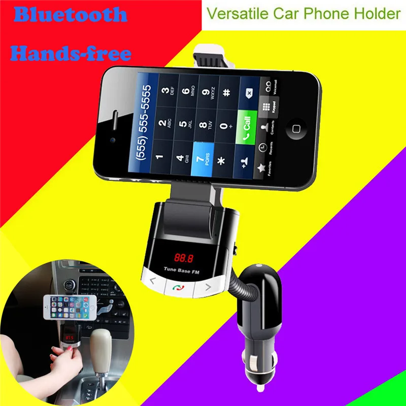 

Vehicle Wireless Bluetooth Car Kit Phone Call Hands-free FM Transmitter With Mobile Phone Holders MP3 player