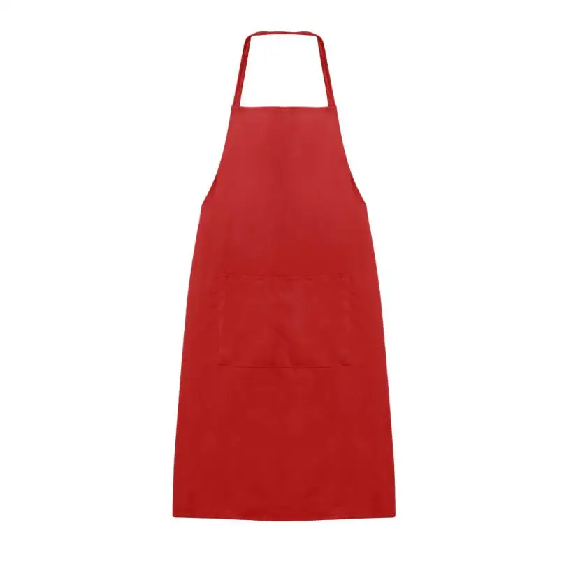 

2019 Hot Selling Kitchen Apron New Plain Unisex Cooking Catering Work Apron Tabard with Twin Double Pocket Halterneck Avental