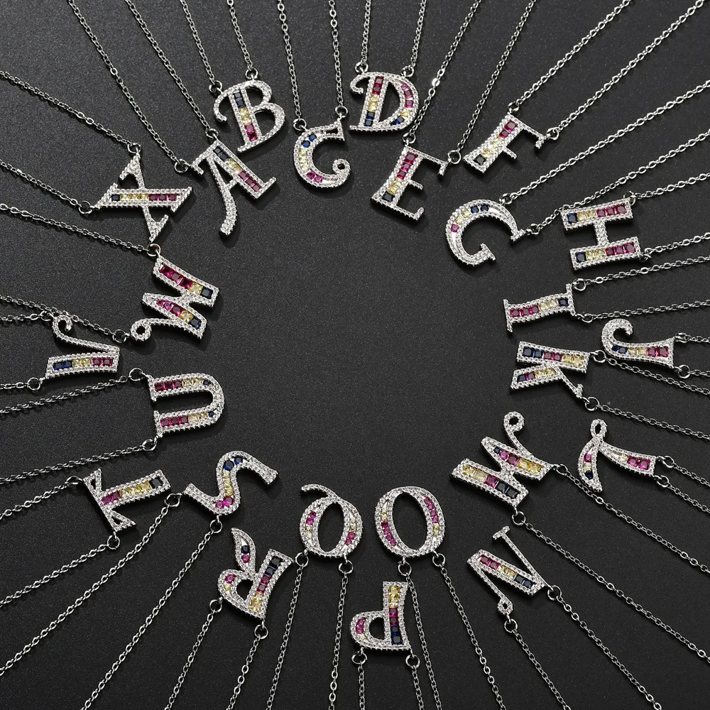 

A To Z Letter Name Necklaces & Pendant For Women Girl Fashion Customized Zirconia Initial Chain Necklaces DIY Jewelry Gift New