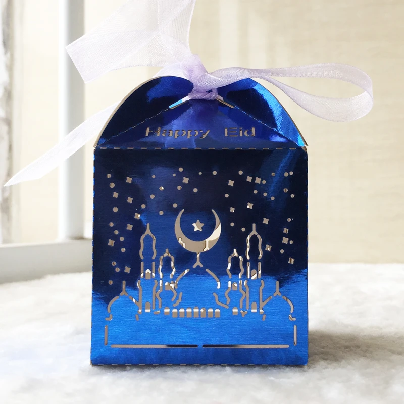 50pcs Lot Hot Sale Laser Cut Pearl Paper Small Box Ramadan
