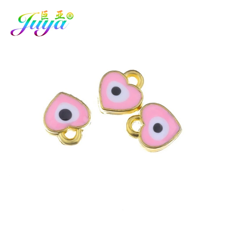 Juya DIY Small Enamel Charms Wholesale HandiCraft Evil Eye Love Heart Star Resin Charms For Women Kids Fashion Bijoux Making - Окраска металла: 50 Pieces As Photo