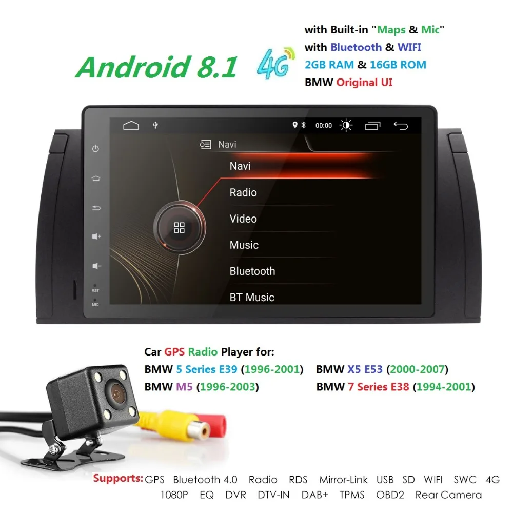 

Android 9 DSP Car NODVD multimedia player For BMW E39 X5 E53 E38 M5 Car GPS radio audio BT USB SD Canbus RDS MIC DAB SWC TPMS 4G