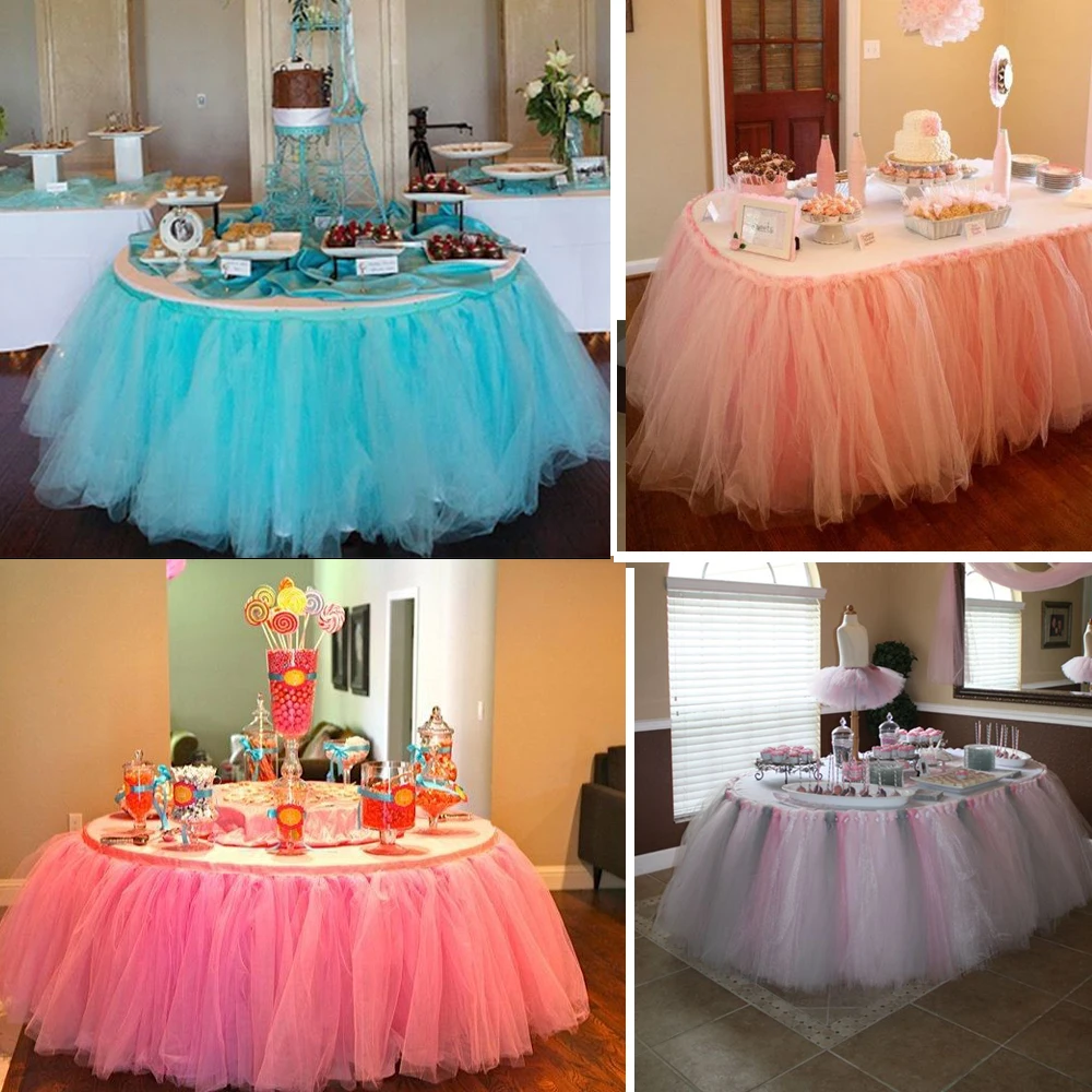 Tulle Tutu Table Skirt For 6FT 72Round TableWeddingBirthdayNew