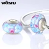 WOSTU Hot Sale Silver Plated Flower Murano Glass Beads Fit Original Bracelet Bangles Charms DIY Jewelry Making Round Beads 1Pcs ► Photo 3/6