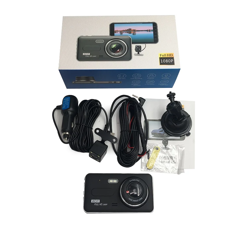 Автомобильный видеорегистратор 4 &quotDash Cam для транспорта с двумя объективами