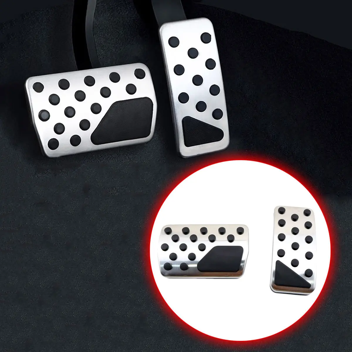 Non slip Aluminum Pad AT Foot Accelerator Gas Fuel Brake Pedal Fit For