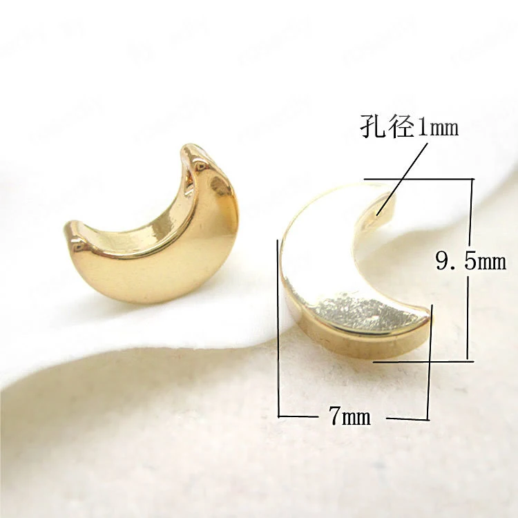 33232) 20 шт 10*7 мм отверстие 1,5 мм 24K позолоченная латунная подвеска в форме Луны ювелирные изделия аксессуары