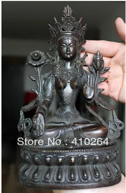 

21.5cm Old Tibet Pure bronze Buddhism Buddha Bodhisattva Drolma Statue