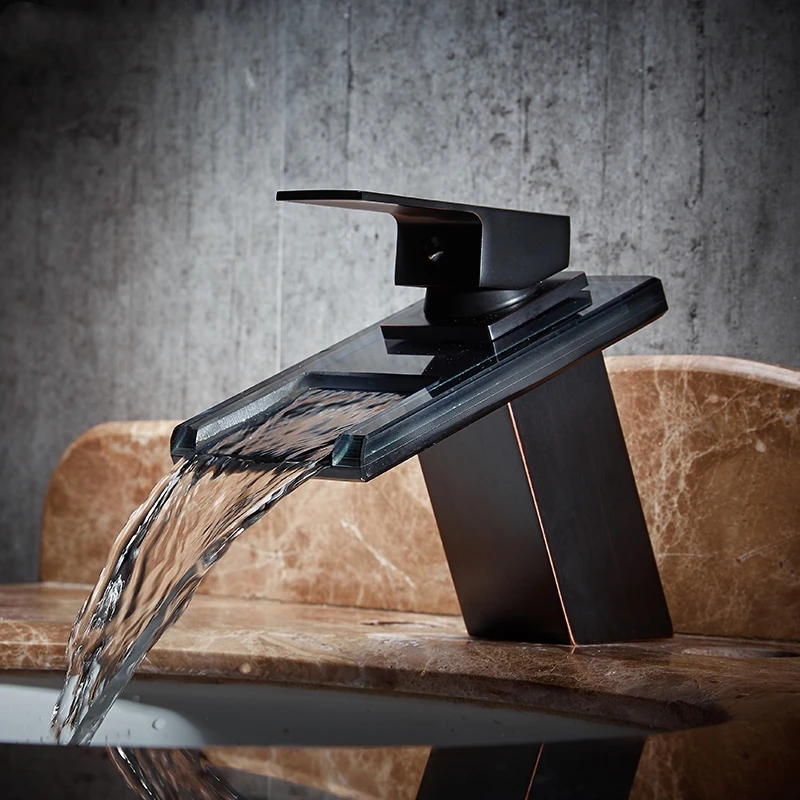 

Brushed Black Basin Faucets Hot and Cold Water Basin Faucet Single Handle Single Hole Mixer Tap Deck Mounted Sink Faucet Set