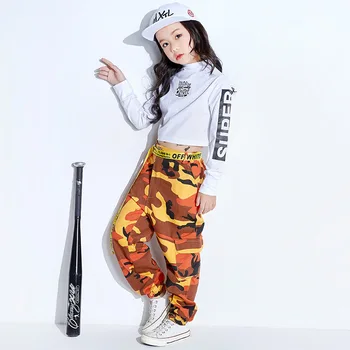 

Kids Hip Hop Hoodies Clothing for Girls Camouflage Suit Jazz Dance Costumes Ballroom Dancing Clothes Wear Top Pants DQ11326
