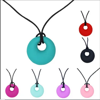 

DHL 100pcs Baby Chewy Necklace Infant Teether Durable Cute Food Grade Silicone Training Teeth Care Chew