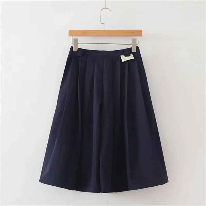 S24 Summer new funny pocket creative embroidery letter skirt pants high waist navy blue capris