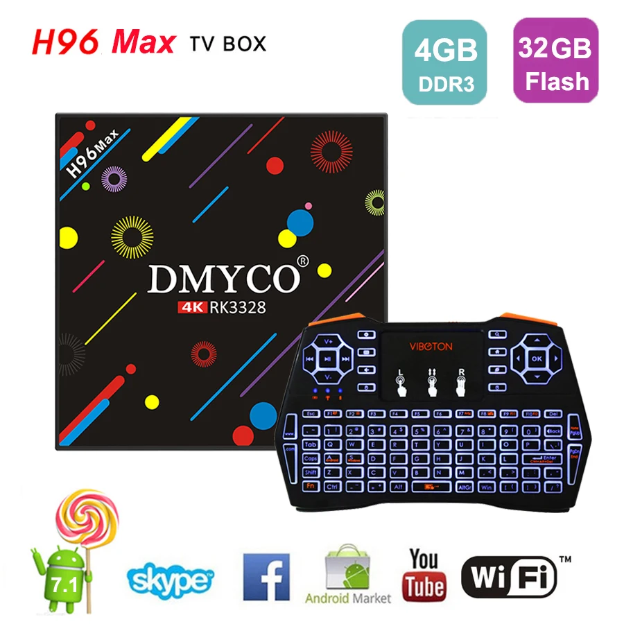 

TV Box Android 7.1 H96 Max Mini RK3328 Wireless 5.0GHz WiFi Smart Set Top Box 4G 32G Support HDMI H.265 4K Media Player H96 Max