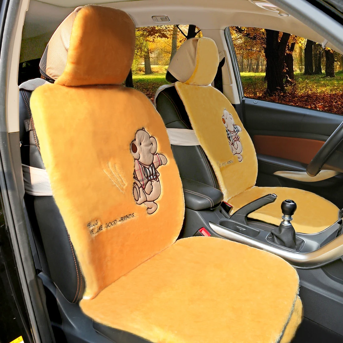 Dewtreetali Универсальный Зимний автомобильный чехол для сиденья медведь/девушка драйвер протектор подушки сиденья плюшевый автомобильный коврик для VW Kia Skada BMW Audi