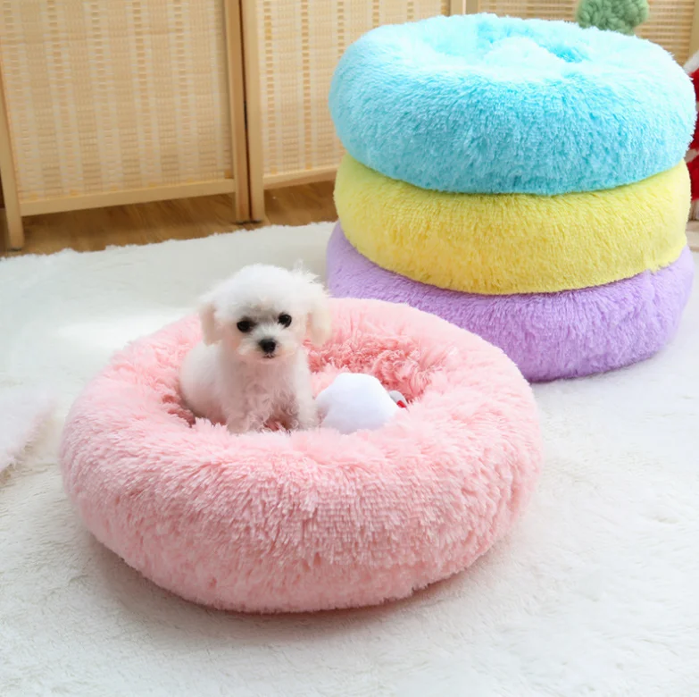 HIPET Plush Dog Cat Bed Cushion Winter Warm Round Small Large Dog Bed Cats Sofa Soft Comfortable Sleeping Mat House For Cats
