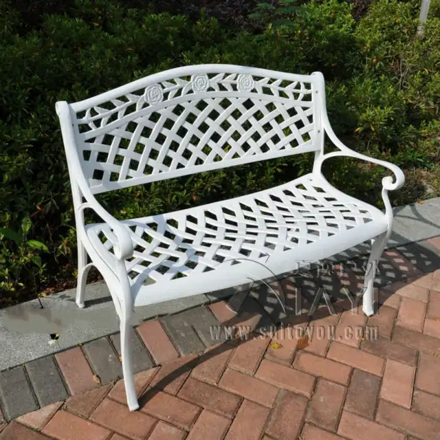 2 Person Cast Aluminum Path Chair Patio Benches For Garden Park