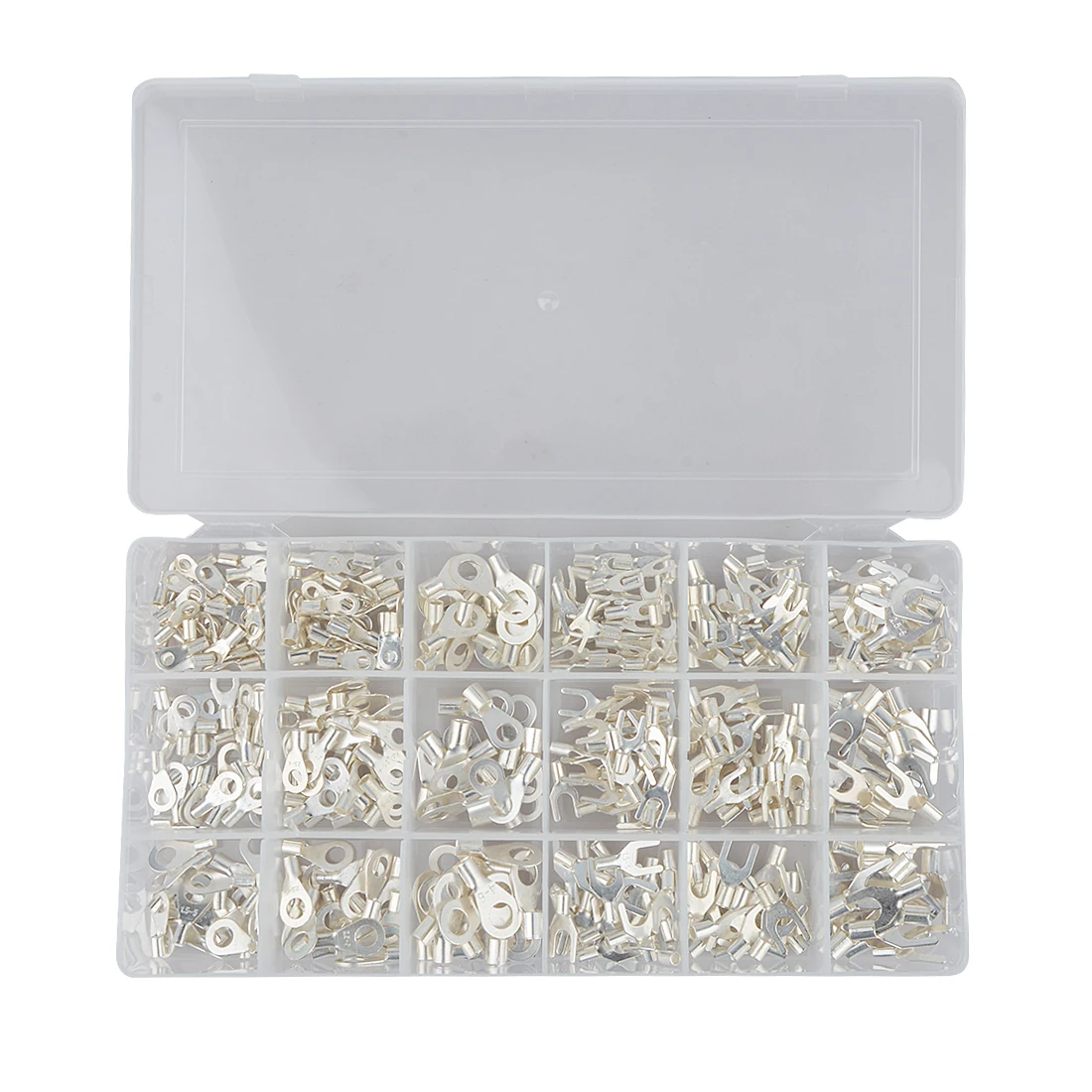 

420Pcs/Box 18 In 1 Terminals Non-Insulated Ring Fork U-type Brass Terminals Assortment Kit Cable Wire Connector Crimp Spade Set